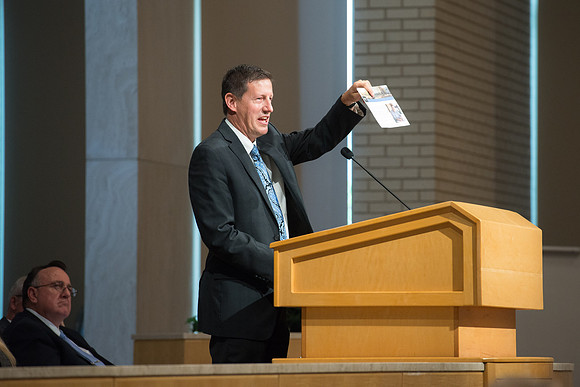 BYU-Idaho employees gather in the Taylor Chapel before the start of Fall Semester 2017.
