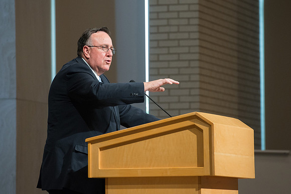 BYU-Idaho employees gather in the Taylor Chapel before the start of Fall Semester 2017.