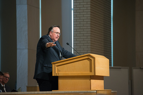 BYU-Idaho employees gather in the Taylor Chapel before the start of Fall Semester 2017.