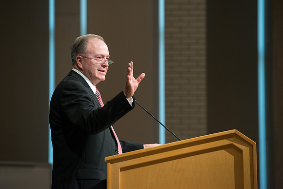 BYU-Idaho employees gather in the Taylor Chapel before the start of Fall Semester 2017.