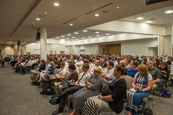 BYU-Idaho employees gather in the Taylor Chapel before the start of Fall Semester 2017.