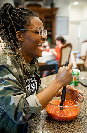 The Rexburg YSA 29th Ward in the Rexburg YSA 1st Stake makes jam for a Relief Society activity.