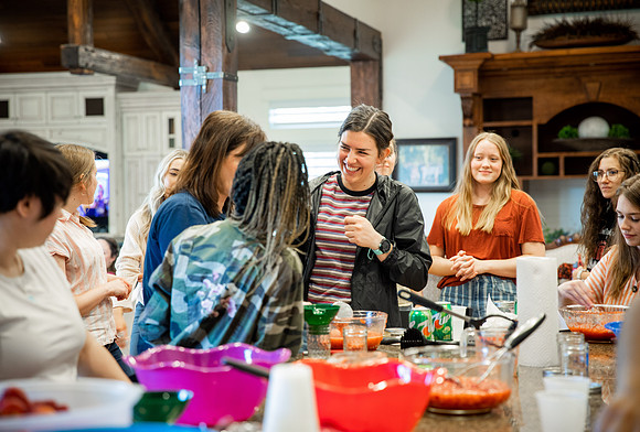 The Rexburg YSA 29th Ward in the Rexburg YSA 1st Stake makes jam for a Relief Society activity.