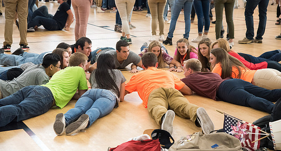 New students participate in the Get Connected Games held in the I-Center Courts.