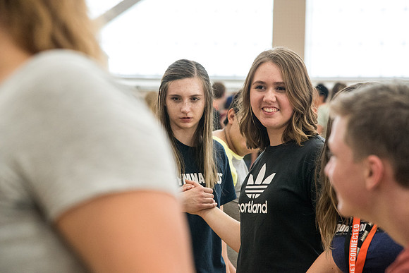 New students participate in the Get Connected Games held in the I-Center Courts.