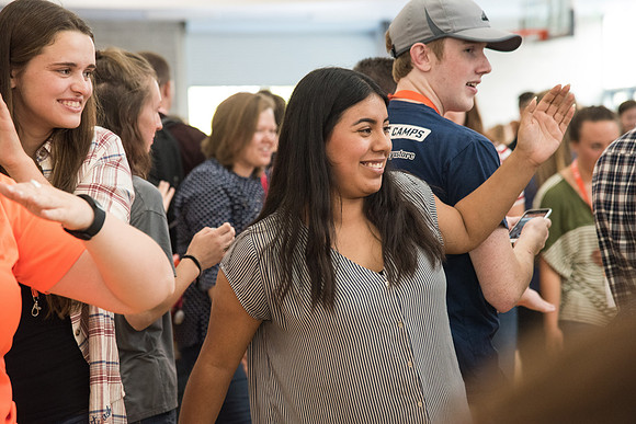 New students participate in the Get Connected Games held in the I-Center Courts.
