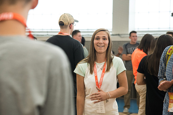 New students participate in the Get Connected Games held in the I-Center Courts.