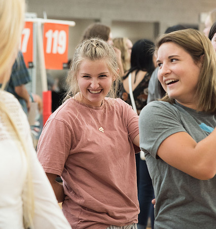 New students participate in the Get Connected Games held in the I-Center Courts.