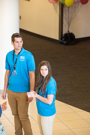 Sara Balter and Jacob Higgins volunteer in Student Support.