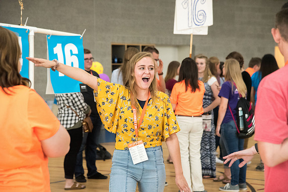 New students participate in the Get Connected Games held in the I-Center Courts.
