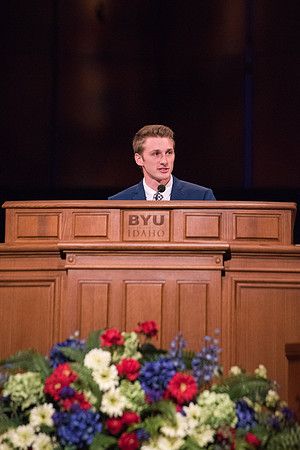 Student Representative Council Director, Joseph Pennington, conducts the New Student Parent Welcome Meeting during Get Connected.