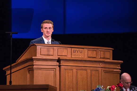 Student Representative Council Director, Joseph Pennington, conducts the New Student Parent Welcome Meeting during Get Connected.
