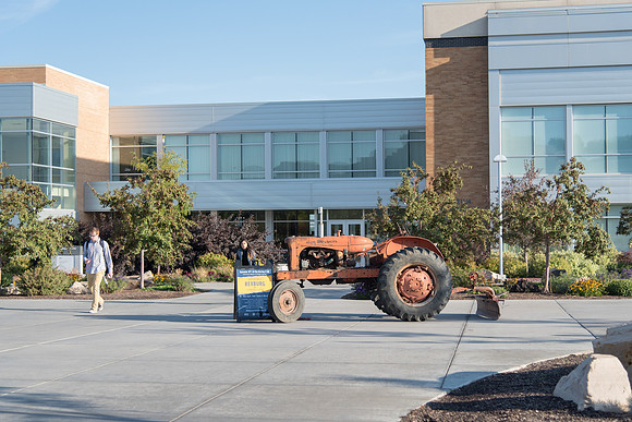 Tractor in the Taylor Quad in front of the MC.