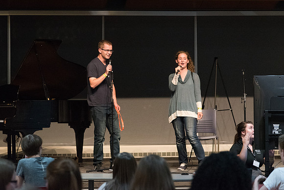 Students performs songs of their choice on the Crossroads stage at I-Night.