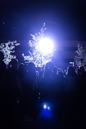 Students dance in the Quad in front of the Library at I-Night.