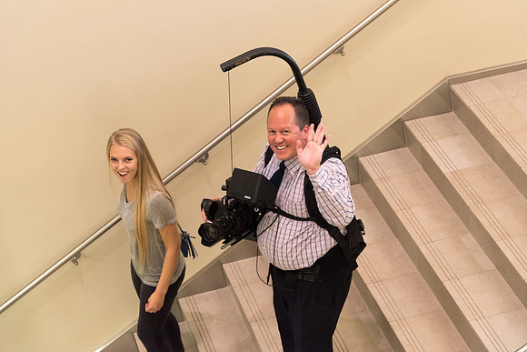 Michael Ballard carries his camera with him to capture the moments at the start of the semester. 2017