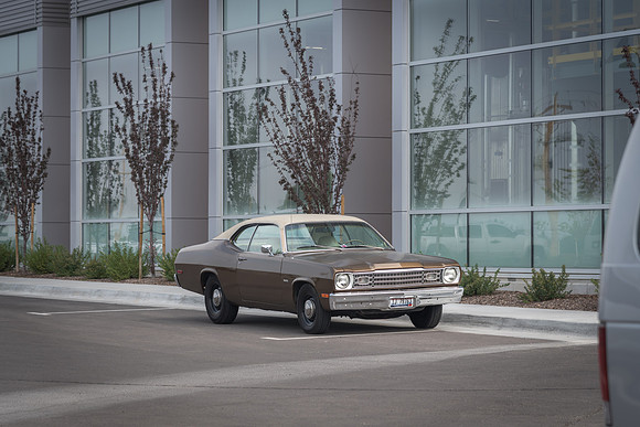 A plymouth sits in front of the Energy Facility. 2017
