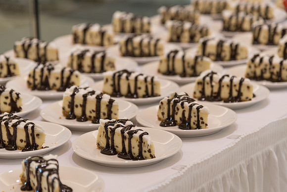 The Employee Banquet included tables covered in cheesecake. 2017