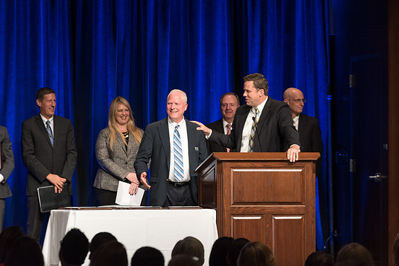 Mike Lewis, University Relations photographer, is recognized for his great work at the university. 2017