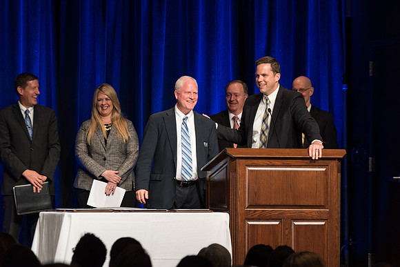 Mike Lewis, University Relations photographer, is recognized for his great work at the university. 2017