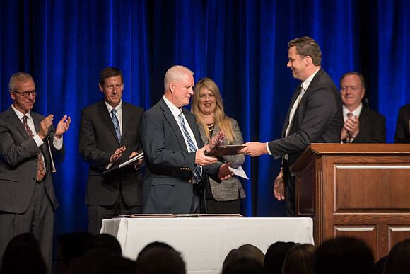 Mike Lewis, University Relations photographer, is recognized for his great work at the university. 2017