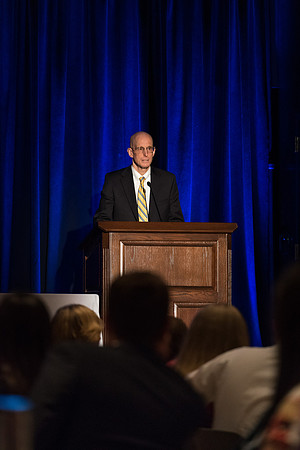 President Henry J. Eyring speaks about having grit at the Employee Banquet. 2017
