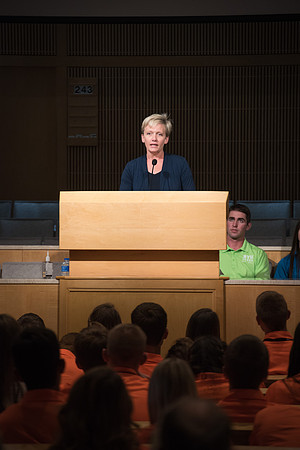 Renee Christensen, Student Support Coordinator, speaks at Spirit Conference. 2017
