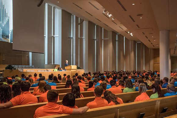 Student Support gathers for a Spirit Conference right before the Fall 2017 Semester begins.