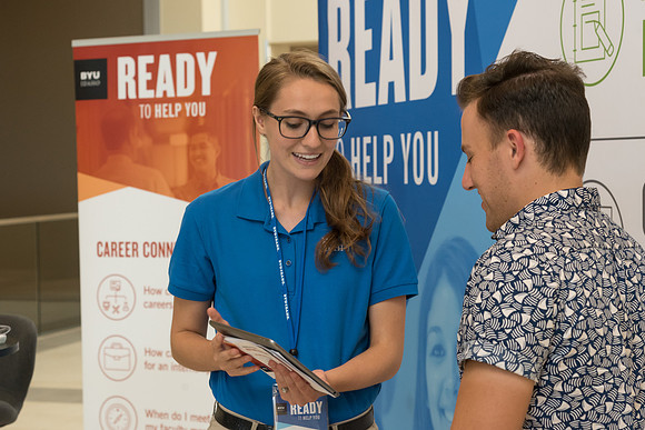 A kiosk is setup in the MC near Legacy Hall where students can get help with their academic planning.