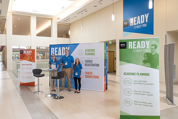 A kiosk is setup in the MC near Legacy Hall where students can get help with their academic planning.