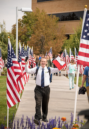 BYU-Idaho student, Zach Speck, celebrates Constitution Day.
