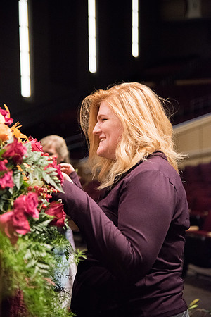 Floral Design student arranges the floral for Inauguration.