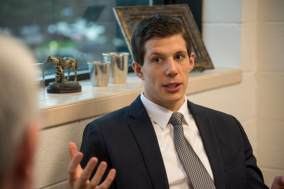 Henry Christian Eyring meets with his former professor, Ed Sexton.