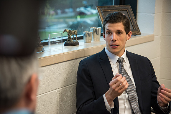 Henry Christian Eyring meets with his former professor, Ed Sexton.
