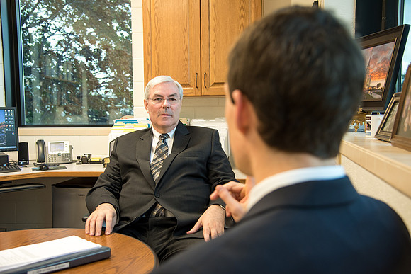 Henry Christian Eyring meets with his former professor, Ed Sexton.