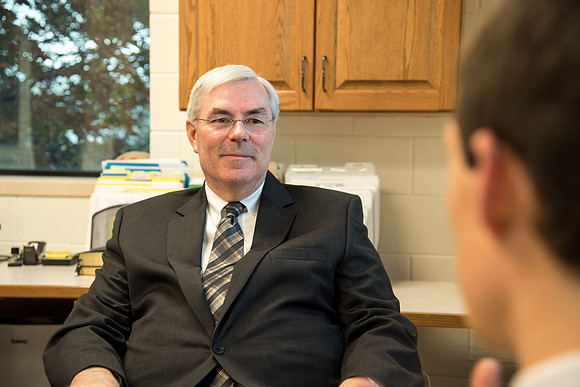 Henry Christian Eyring meets with his former professor, Ed Sexton.