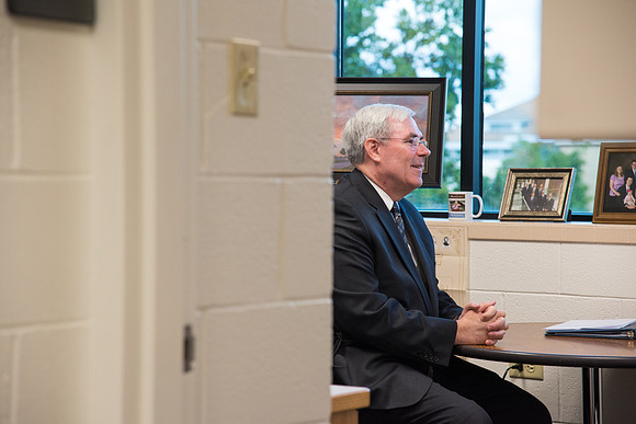 Henry Christian Eyring meets with his former professor, Ed Sexton.