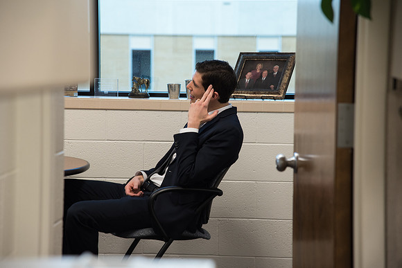 Henry Christian Eyring meets with his former professor, Ed Sexton.