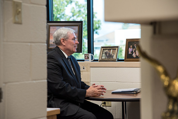 Henry Christian Eyring meets with his former professor, Ed Sexton.