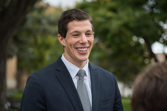 Henry Christian Eyring sees family friends on campus.