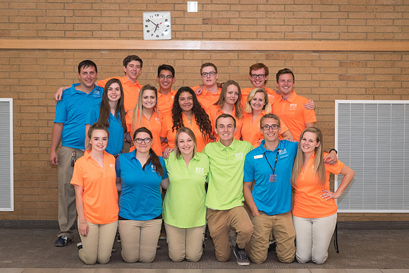Student Support groups gather for a photo in Legacy Hall.