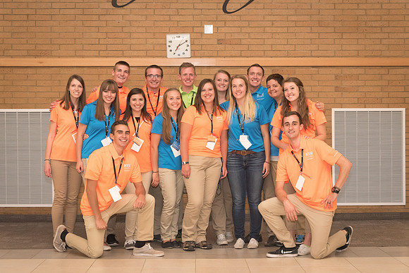 Student Support groups gather for a photo in Legacy Hall.