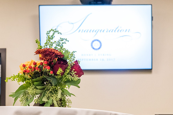 Flowers sit on the table in the 'Green Room' on the day of Inauguration. 2017