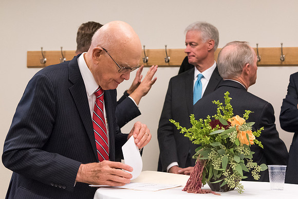 Elder Dallin H. Oaks prepares for the Inauguration.