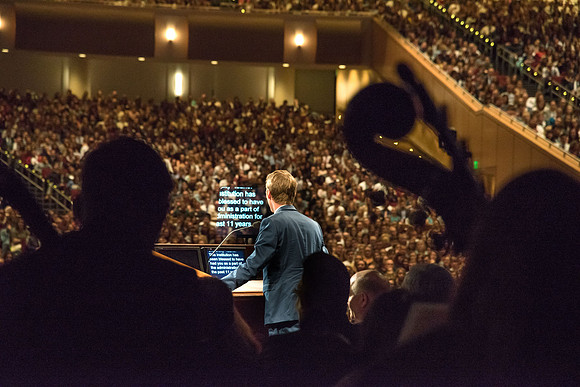 Joseph S. Pennington, of the Student Representative Council, formally welcomes Henry J. Eyring as President.