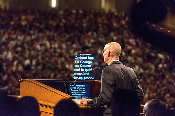 President Henry J. Eyring speaks at his Inauguration. 2017