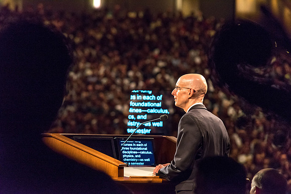 President Henry J. Eyring speaks at his Inauguration. 2017