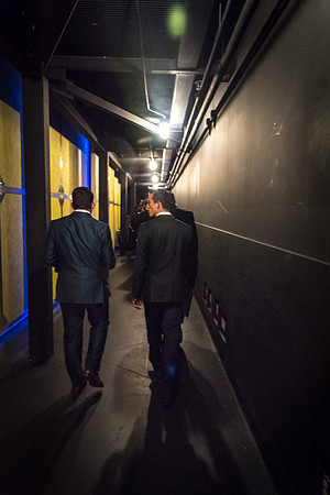 The students in the choir walk backstage after their performance at the Inauguration.
