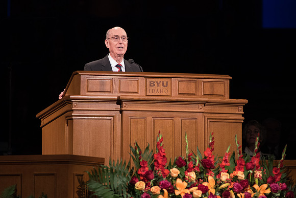 President Henry B. Eyring speaks at Inauguration. Photo by Courtney Mitchell.