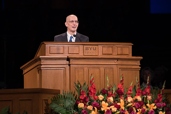 President Henry J. Eyring speaks at Inauguration. Photo by Courtney Mitchell.